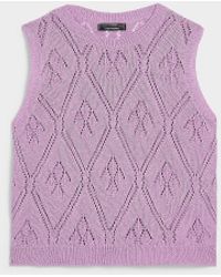 Contemporaine - 100% Cotton Openwork Sweater Vest Exclusive Collection From Italy - Lyst