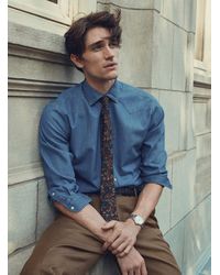 Le 31 - Denim Shirt With Pearly Buttons Modern Fit - Lyst