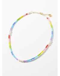 Cloverpost Colourful Cylindrical Bead Necklace - Multicolor
