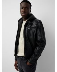 Le 31 - Removable Hood Leather Jacket - Lyst