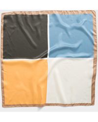 Simon's - Colourful Squares Satiny Scarf - Lyst