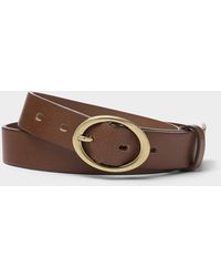Simon's - Oval Brass Buckle Leather Belt - Lyst
