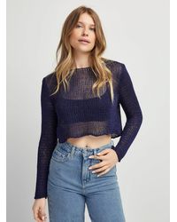 Icône - Mesh Weave Cropped Sweater - Lyst