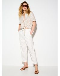 Ichi - Linen Blend Cropped Barrel - Lyst