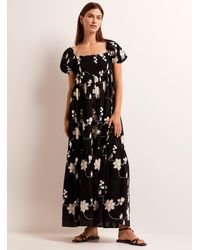 Contemporaine - Embroidered Flowers Ruffled Dress - Lyst