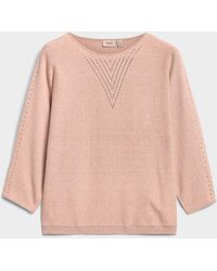 Fransa - Fine Openwork Knit 3/4 Sleeve Sweater - Lyst