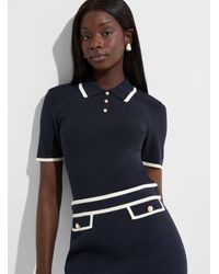 Icône - Jewel Buttons Piped Cropped Polo Shirt - Lyst