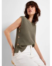 Contemporaine - Side Buttons Ribbed Sweater Vest - Lyst