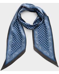 Simon's - Contrast Edge Paisley Narrow Satiny Scarf - Lyst