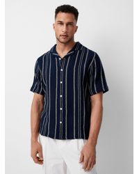 Le 31 - Striped Knit Camp Shirt Comfort Fit - Lyst