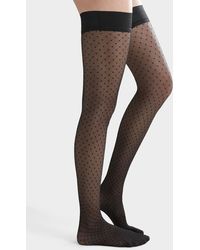 Simon's - Polka Dot And Grid Thigh - Lyst