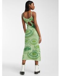 House Of Sunny Hockney Geometric Lilypad Knit Dress - Green