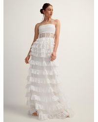 Icône - Tiered White Lace Maxi Dress - Lyst