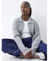 Twik - Zippered Polo Collar Loose Cardigan - Lyst