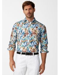 Olymp - Abstract Floral Pure Linen Shirt - Lyst