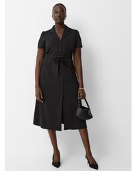 Contemporaine - Notch Collar Belted Crepe Dress - Lyst