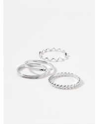 Simon's - Textured Metallic Rings Set Of 4 - Lyst