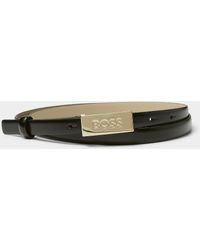 BOSS - Amber Signature Plate Leather Belt - Lyst