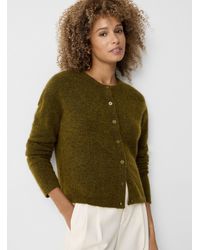 Contemporaine - Mixed Wool Fuzzy Knit Cardigan - Lyst