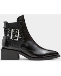 Ganni - Buckles Glossy Leather Chelsea Boots Women - Lyst