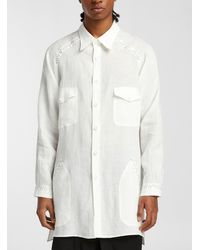 Yohji Yamamoto - Graphic Stitching Long Linen Shirt - Lyst