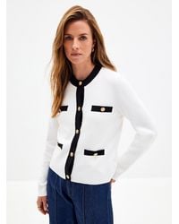 Contemporaine - Gold Crest Buttons Patch Pockets Cardigan - Lyst