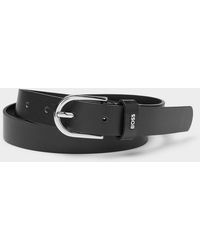 BOSS - D-buckle Smooth Leather Thin Belt (women, Black, Large) - Lyst