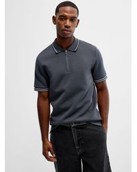 Le 31 - Textured Zip Polo - Lyst