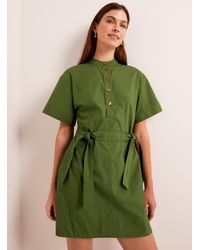 Soeur - Wanda Green Poplin Belted Dress - Lyst