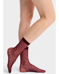 Simon's - Solid And Dotted Ankle Socks 2 - Lyst