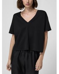 Loulou de Saison - V-neck Collar Loose T-shirt (women, Black, Large) - Lyst