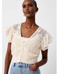Contemporaine - Lace Sleeves Crochet Cropped Cardigan - Lyst