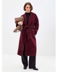 Simon's - Belted Mixed Wool Felted Overcoat - Lyst