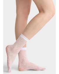 Simon's - Solid And Dotted Ankle Socks 2 - Lyst