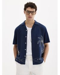 Le 31 - Embroidered European Linen Camp Shirt Comfort Fit - Lyst