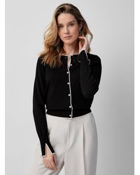 Contemporaine - Pearl Buttons Contrasting Touch Cardigan - Lyst