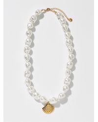 Orelia - Golden Shell Oversized Bead Necklace - Lyst