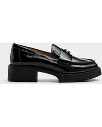 COACH - Leah Polished Leather Heeled Loafers Women - Lyst