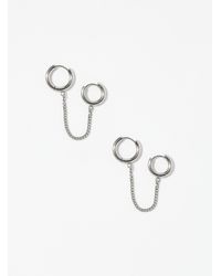 Simon's - Double Piercing Hoops With Chain - Lyst