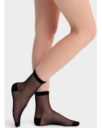 Simon's - Sequin Sheer Ankle Socks - Lyst