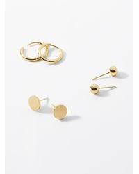 Simon's - Minimalist Gold Earrings Set Of 3 - Lyst