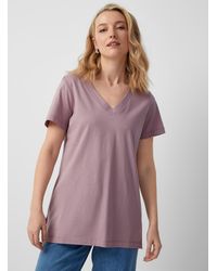 Contemporaine - V-neck Tunic T-shirt (women, Pink, Large) - Lyst