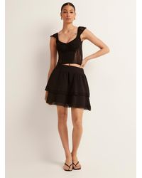 Vero Moda - Lace Edging Tiered Miniskirt - Lyst