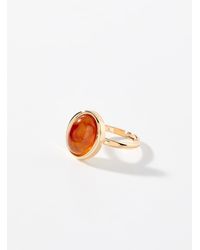 Simon's - Orange Oval Stone Ring - Lyst
