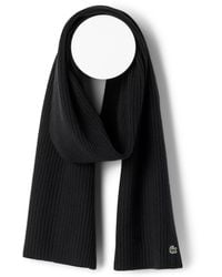 Lacoste Croc Ribbed Wool Scarf - Black