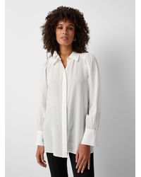 BOSS - Beatana Ruched Sleeves Pure Silk Blouse - Lyst