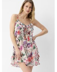 Icône - Ruffled Sheer Chiffon Minidress - Lyst