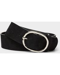 Simon's - Hammered Rounded Buckle Wide Suede Belt - Lyst