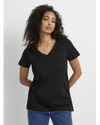 Contemporaine - V-neck Organic Cotton Tunic T-shirt (women, Black, Large) - Lyst