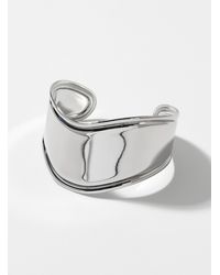 Simon's - Silver Wavy Cuff Bracelet - Lyst